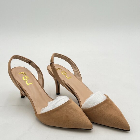 FSJ Shoes - FSJ Women Fashion Low Kitten Heels Pumps Pointed Toe Slingback Sandals Party